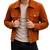 Men's brown suede leather street style trucker jacket