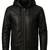 Men black leather timeless style genuine lambskin hoodies jacket