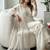 white color thread and sequin embroidery silk blend kurti palazzo set