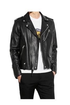 Men's black leather iconic look cafe racer moto biker jacket 1