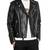 Men's black leather iconic look cafe racer moto biker jacket