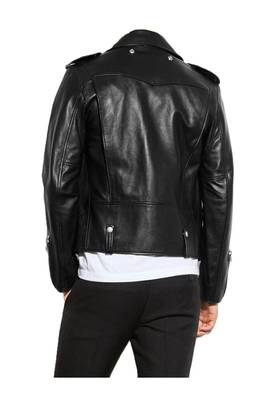 Men's black leather iconic look cafe racer moto biker jacket 2