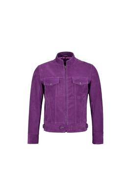 Men's purple suede leather urban fashion cafe racer jacket 2