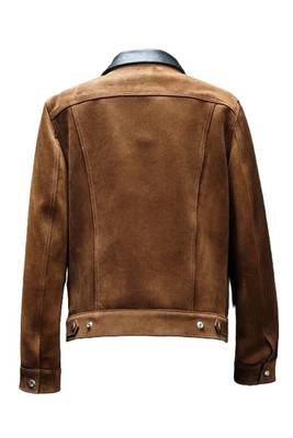 Men's cafe racer suede leather premium finish brown shirt jacket 2