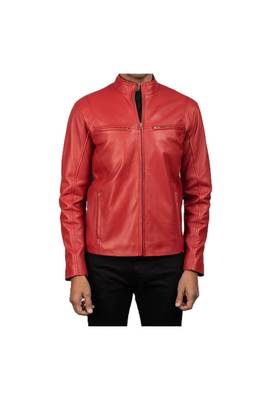 Men's red leather everyday real genuine casual wear jacket 1