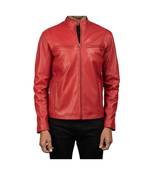 Men's red leather everyday real genuine casual wear jacket