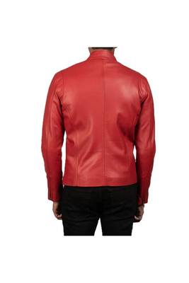 Men's red leather everyday real genuine casual wear jacket 2