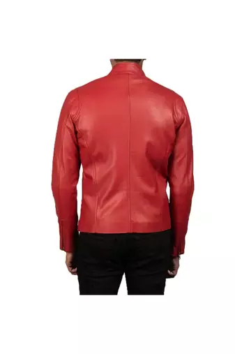 Men's red leather everyday real genuine casual wear jacket