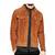 Men's tan suede leather casual style trucker jacket