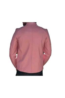 Men's pink genuine leather modern fit casual  jacket 2