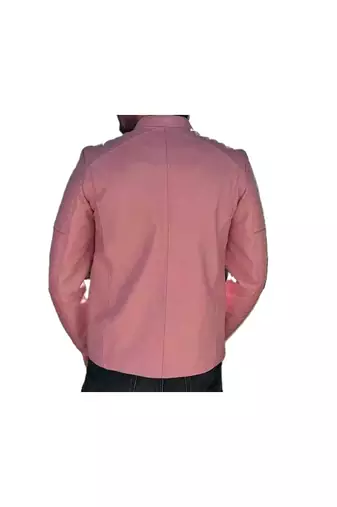 Men's pink genuine leather modern fit casual  jacket