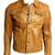 Men's genuine tan leather modern fit casual button jacket