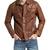 Men's genuine brown leather casual button style jacket