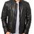 Men's black genuine leather timeless style biker jacket