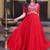Red zari & sequins work blooming gown