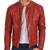 Men's red leather timeless style real lambskin biker jacket
