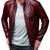 Men burgundy leather timeless style real lambskin casual jacket