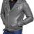 Men's grey leather smart casual lambskin biker jacket