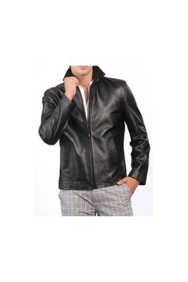 Men's black leather genuine iconic look daily wear casual jacket 2