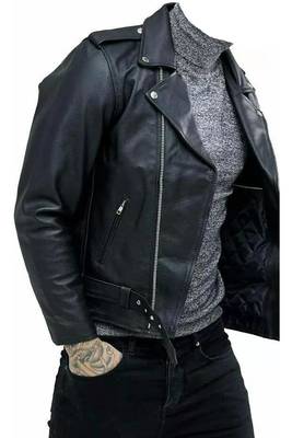 Men's black leather real lambskin urban fashion biker jacket 2