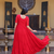 Red zari & sequins work blooming gown