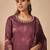 Women Floral Printed Thread Work Linen Kurta with Trousers & With Dupatta