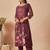 Women Floral Printed Thread Work Linen Kurta with Trousers & With Dupatta
