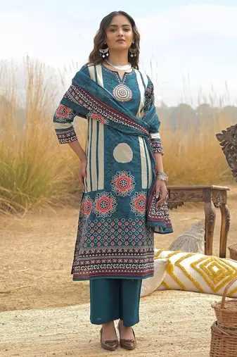 Women Ethnic Motifs Printed Kurta with Palazzos & With Dupatta