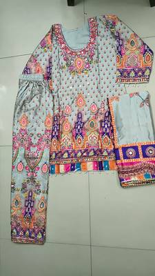 multicolor printed natural crepe silk kurta palazzo set 5