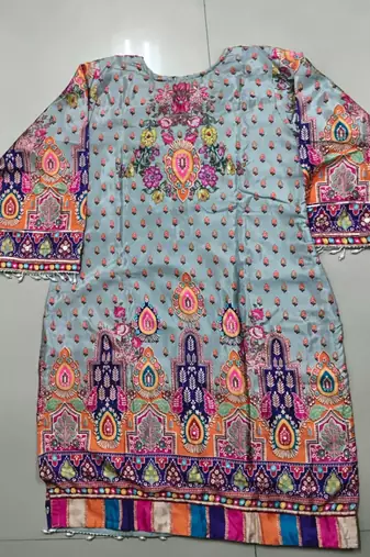 multicolor printed natural crepe silk kurta palazzo set