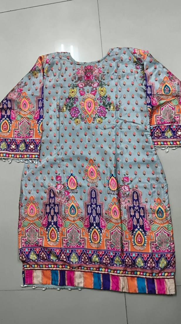multicolor printed natural crepe silk kurta palazzo set
