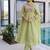 Green beads embroidery work mal chanderi anarkali set