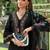 Floral Embroidered V-Neck Cotton A-Line Kurta With Trousers & Dupatta