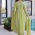 Green beads embroidery work mal chanderi anarkali set
