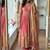 peach color embroidery sequin work satin silk blend gown set