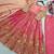 peach color embroidery sequin work satin silk blend gown set