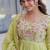 Green beads embroidery work mal chanderi anarkali set