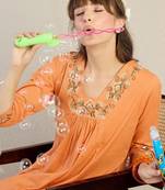 Women Floral Embroidered Cotton Kurta with Trousers