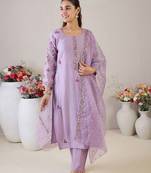 Women Floral Embroidered Kurta with Trousers & Dupatta