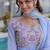 Blue beads embroidery work mal chanderi anarkali set