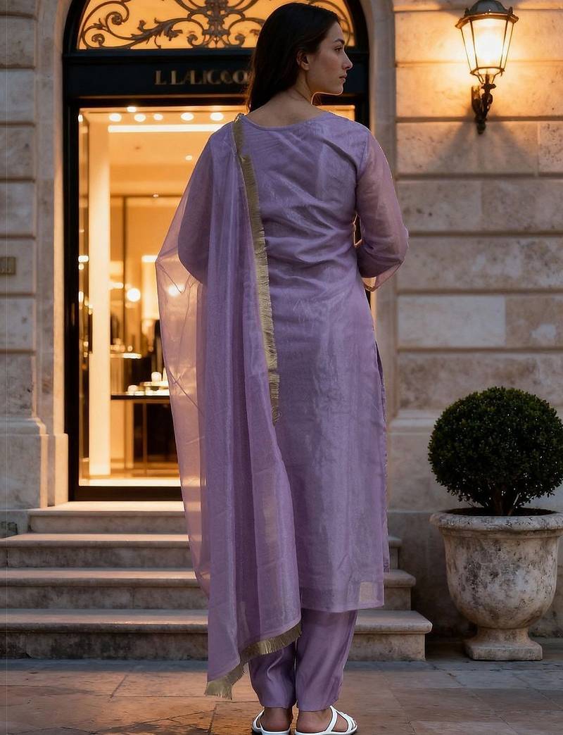 Women Ethnic Motifs Embroidered Sequinned Kurta With Trousers & Dupatta