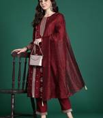 Ethnic Motifs Embroidered Kurta with Trousers & Dupatta