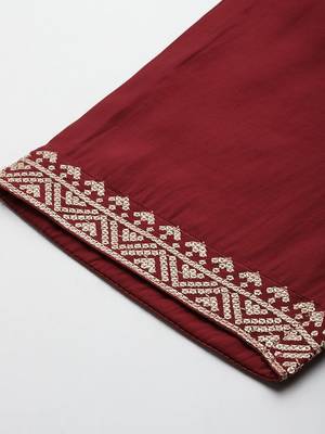 Ethnic Motifs Embroidered Kurta with Trousers & Dupatta 9