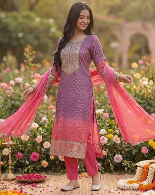 Women Ethnic Motifs Printed Sequinned Kurta with Trousers & With Dupatta 1