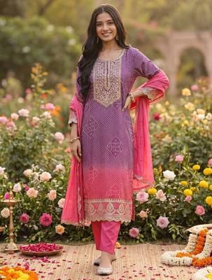 Women Ethnic Motifs Printed Sequinned Kurta with Trousers & With Dupatta 2