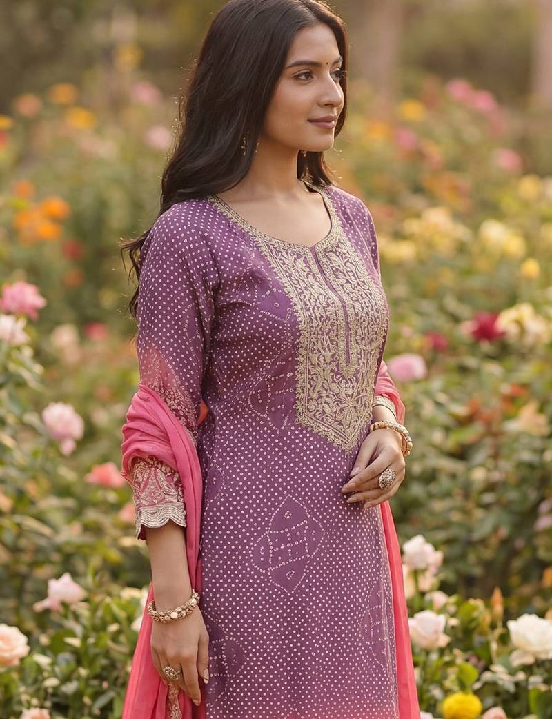 Women Ethnic Motifs Printed Sequinned Kurta with Trousers & With Dupatta