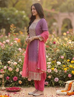 Women Ethnic Motifs Printed Sequinned Kurta with Trousers & With Dupatta 4