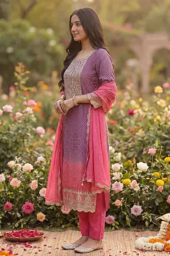 Women Ethnic Motifs Printed Sequinned Kurta with Trousers & With Dupatta