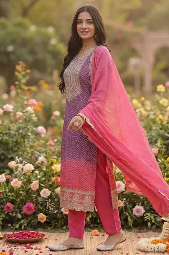 Women Ethnic Motifs Printed Sequinned Kurta with Trousers & With Dupatta