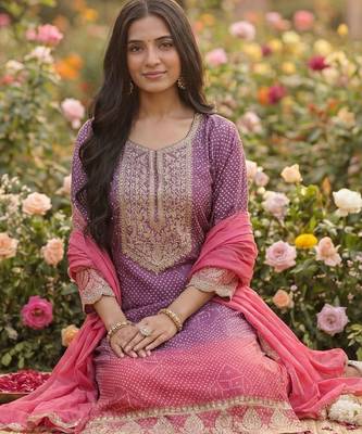 Women Ethnic Motifs Printed Sequinned Kurta with Trousers & With Dupatta 7